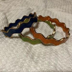 Kate Spade 3 Vintage Ric Rac Bracelets Enamel Blue Green Orange